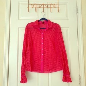 ESCADA EUC pink eyelet mesh blouse size 44 (US 14)